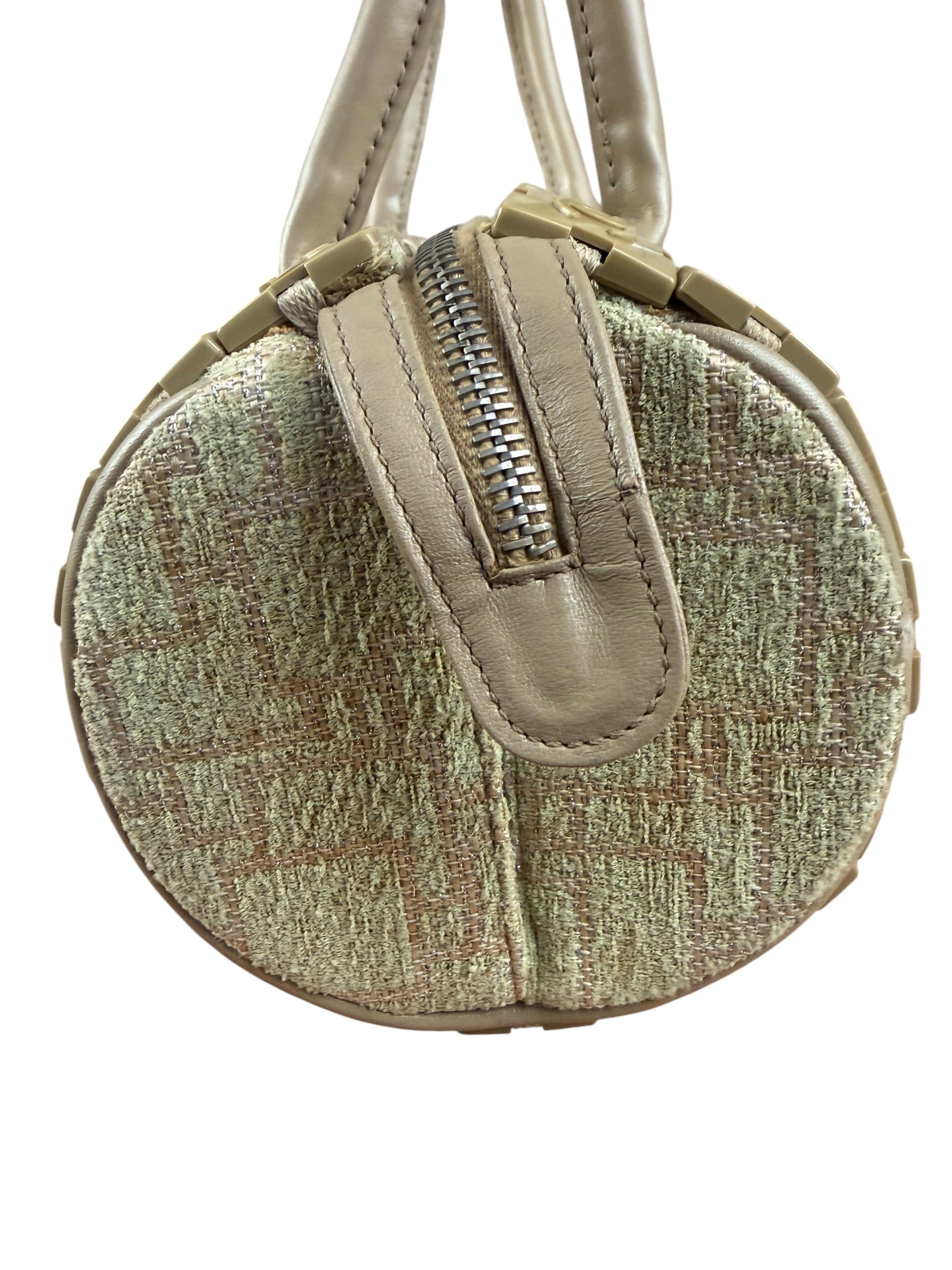 Chanel Beige Leather Trim Mini Puzzle Block Handbag