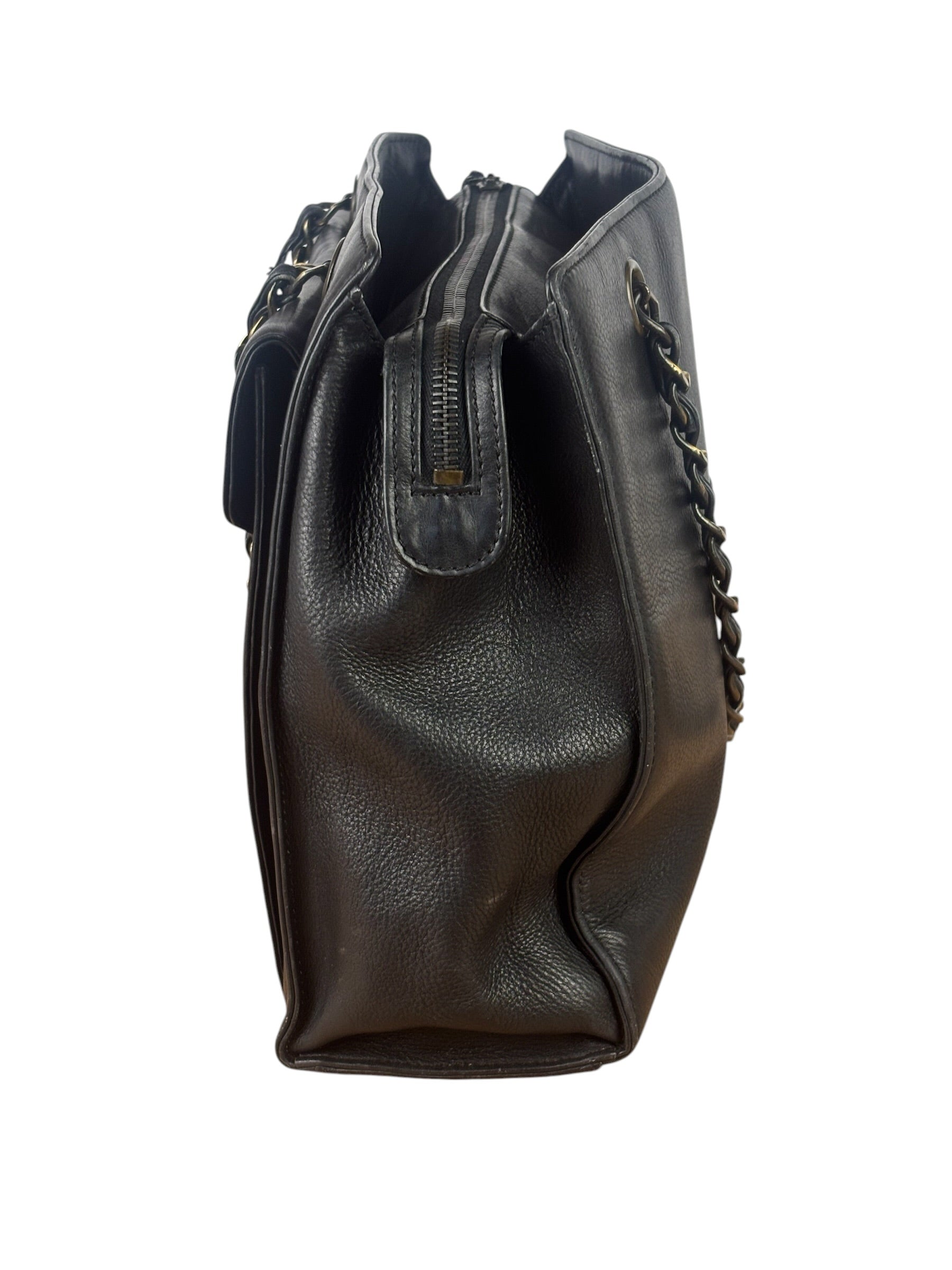 Chanel Vintage Black Calfskin Front Pocket Tote 1997