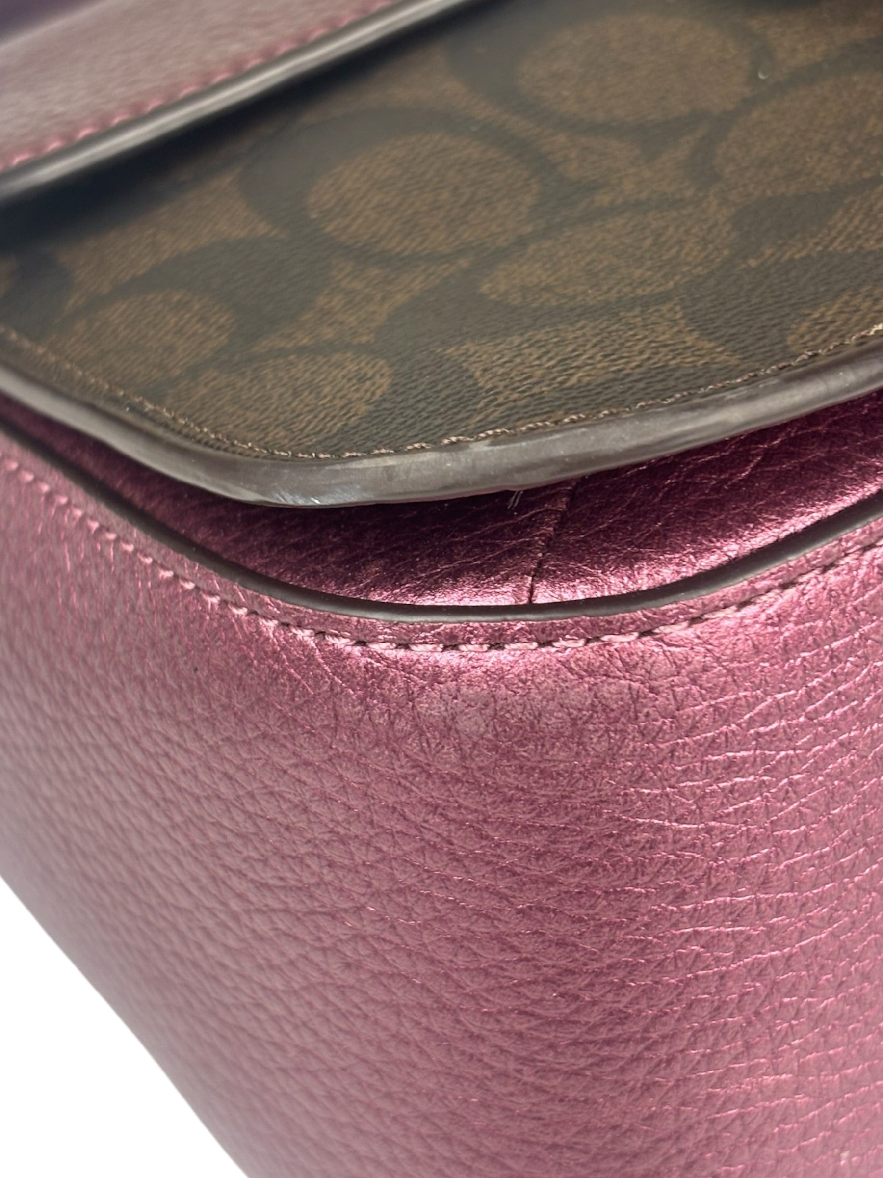 Coach Metallic Berry Leather Signature Cassidy Two-Way Bag