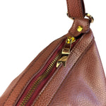 Vivienne Westwood Tan Brown Leather Perforated Orb Logo Shoulder Bag