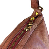 Vivienne Westwood Tan Brown Leather Perforated Orb Logo Shoulder Bag