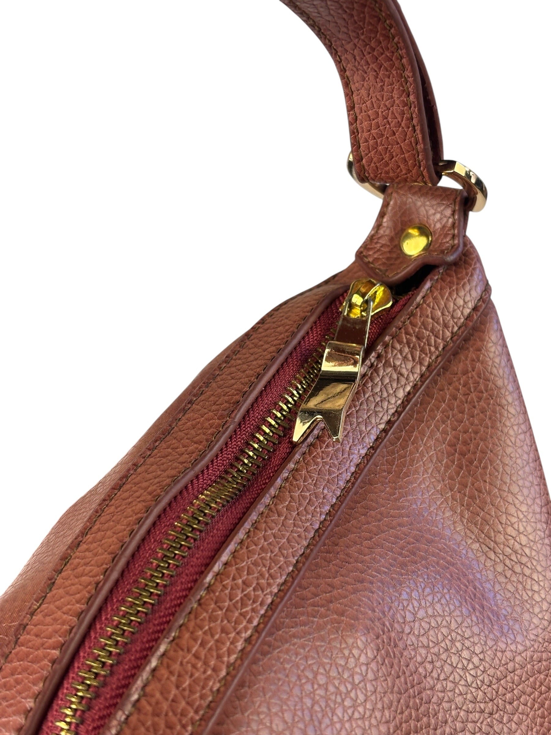 Vivienne Westwood Tan Brown Leather Perforated Orb Logo Shoulder Bag