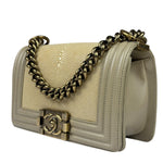 Chanel Beige Leather Boy Stingray Flap Bag 2013