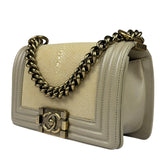 Chanel Beige Leather Boy Stingray Flap Bag 2013