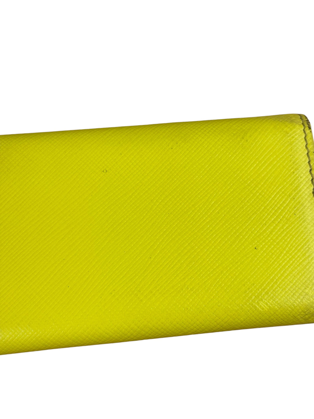 Prada Yellow Saffiano Leather Small Key Holder