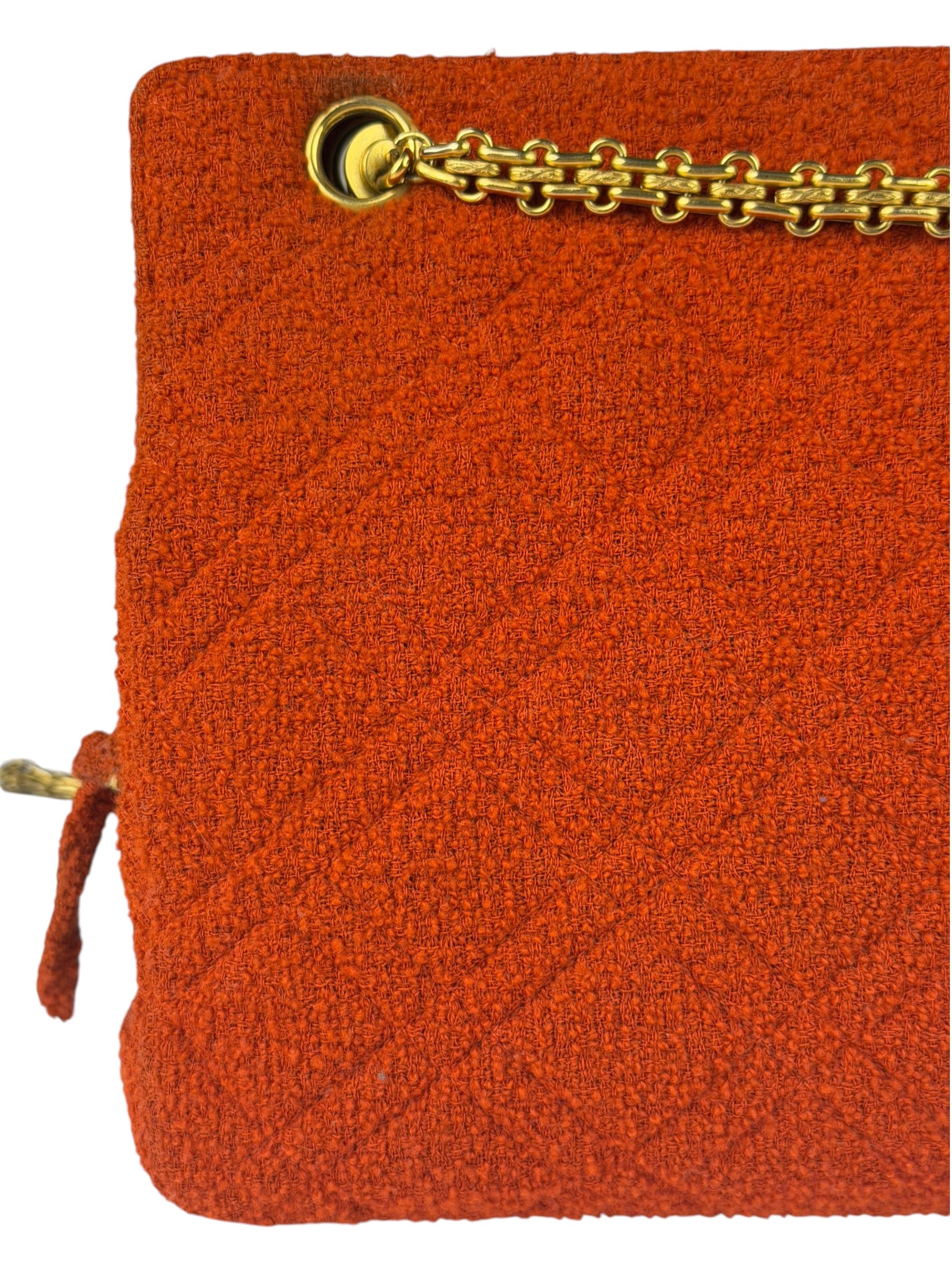 Chanel Vintage Red Quilted Tweed Shoulder Bag 1994