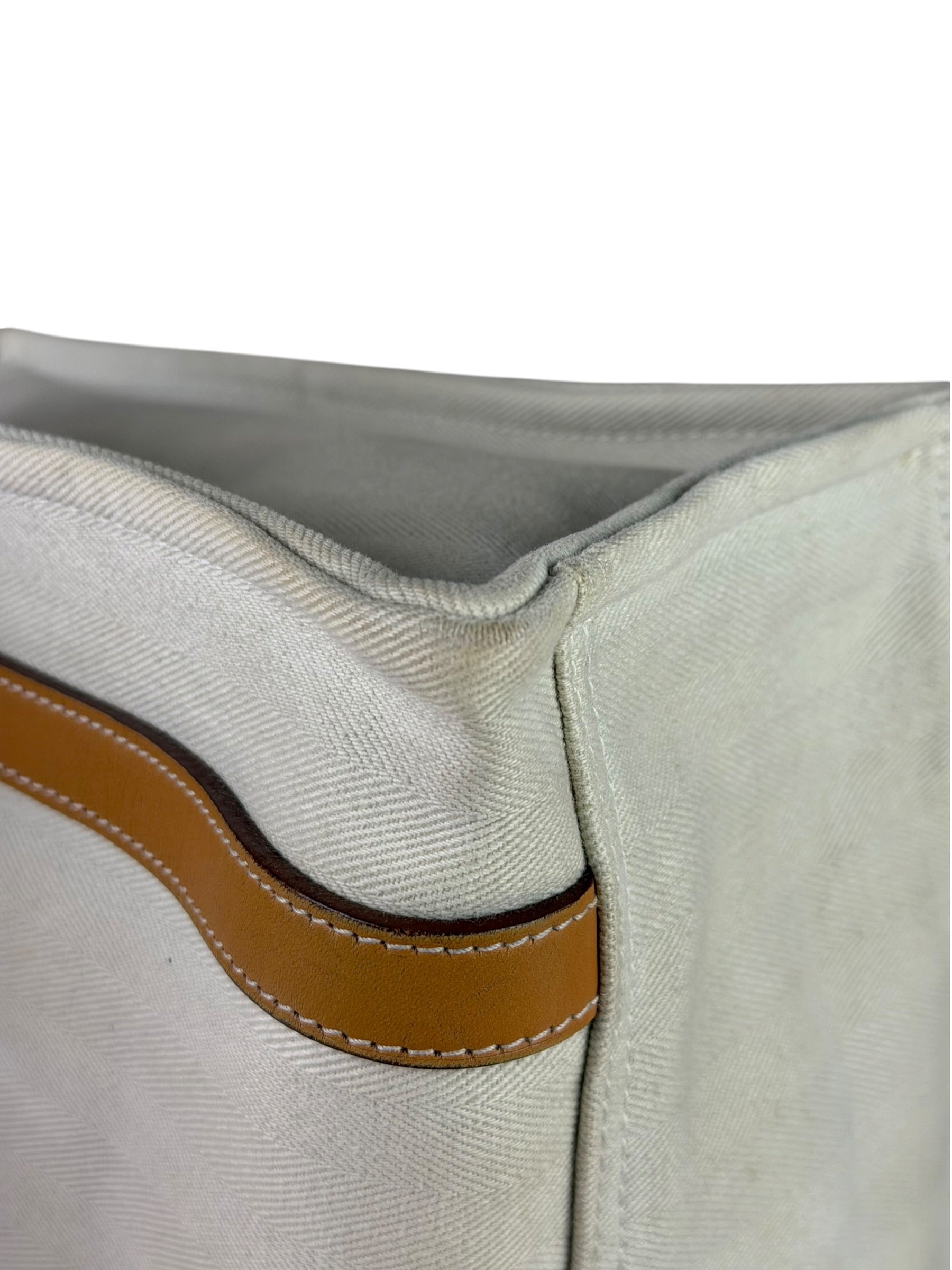Hermes Beige/Brown Leather Trim Cabalicol Tote