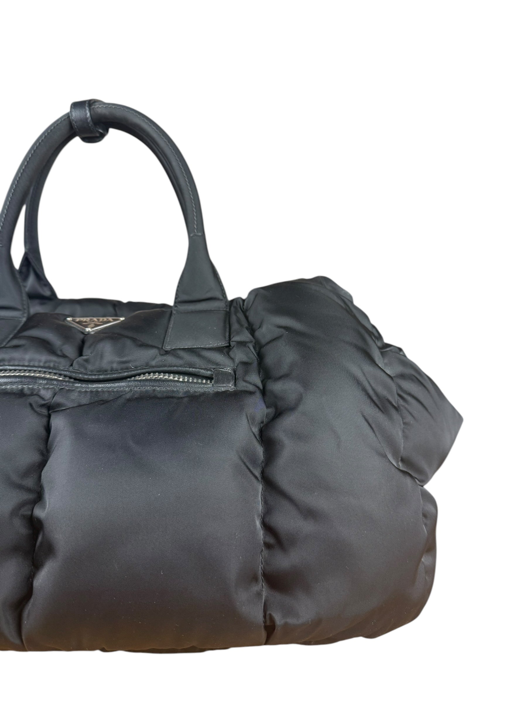 Prada Black Quilt Bomber Duffle Bag