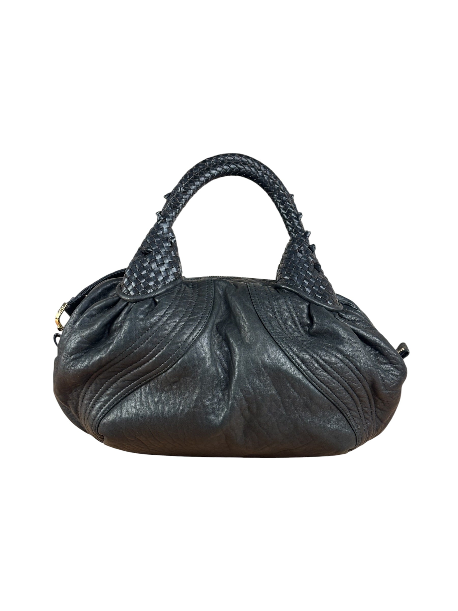 Fendi Vintage Black Leather Spy Hobo Bag