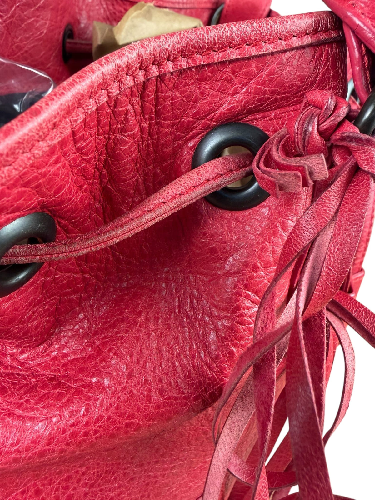 Balenciaga Fuchsia Pink Pompon Bucket Two-Way Bag
