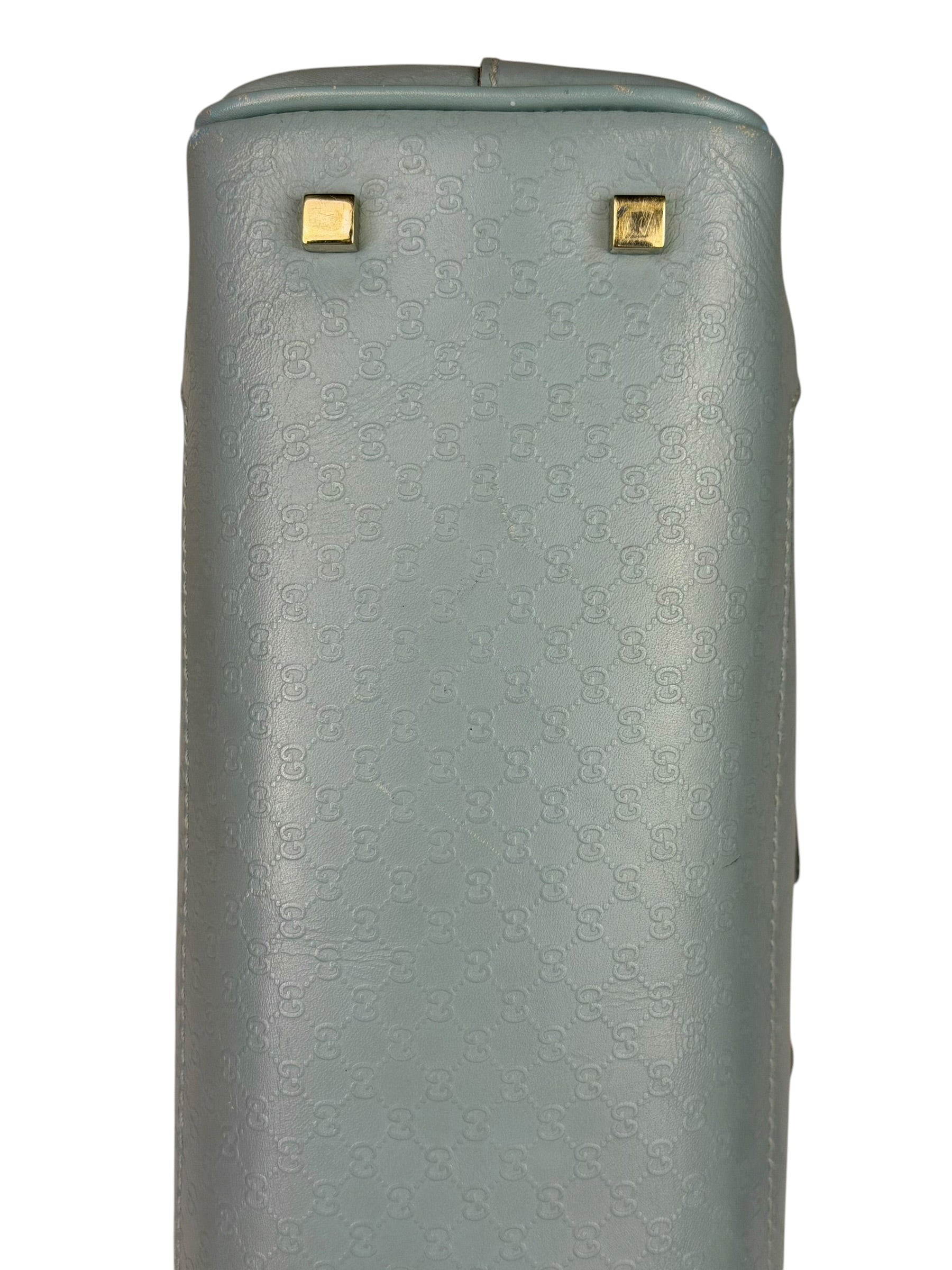 Gucci Blue Leather Micro GG Bowler Bag