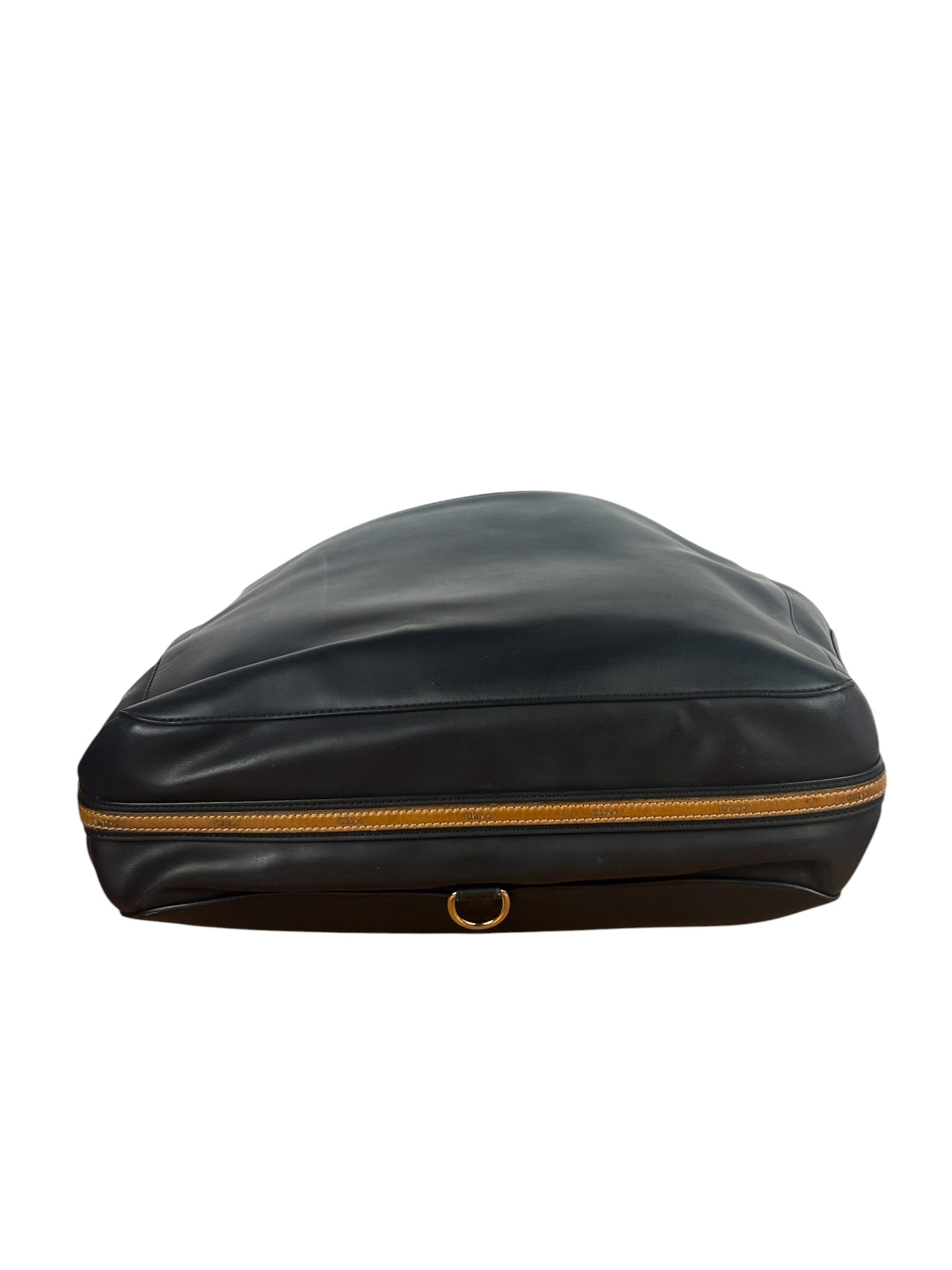 Chloe Black Leather Roy Large Zip Shoulder Bag