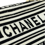 Chanel Black/White Leather Trim/Cloth Venise Biarritz Flap Bag 2019