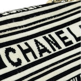 Chanel Black/White Leather Trim/Cloth Venise Biarritz Flap Bag 2019