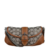 Coach Leather Trim Crystal Signature Jacquard Soho Pochette