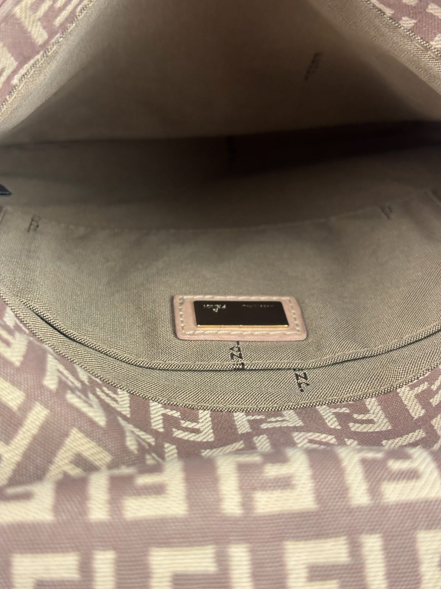 Fendi Pastel Pink Leather Trim Zucca Flap Vitello Tube Messenger Bag
