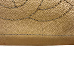 Chanel CC Vintage Beige Leather Caviar Wood Chain Hobo Bag