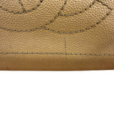 Chanel CC Vintage Beige Leather Caviar Wood Chain Hobo Bag