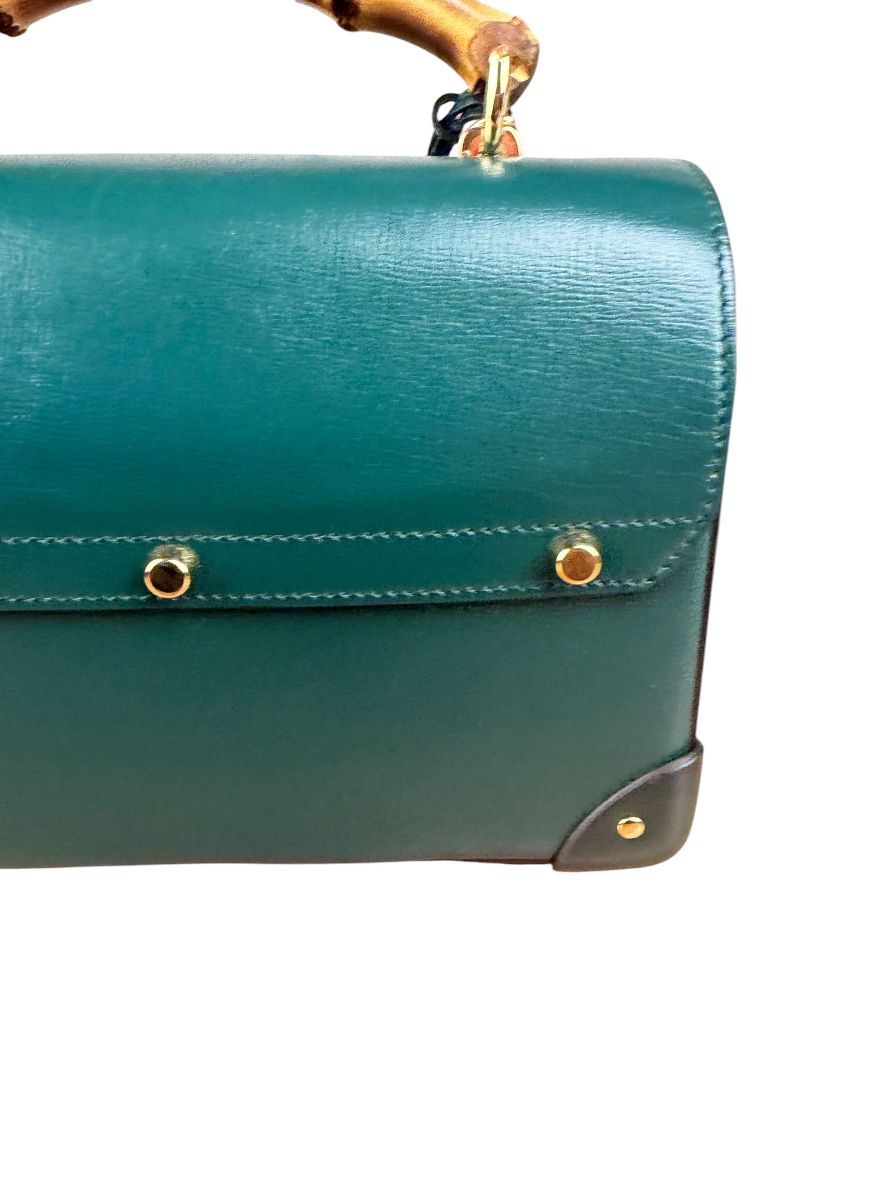 Gucci Green Padlock Bamboo Handle Handbag