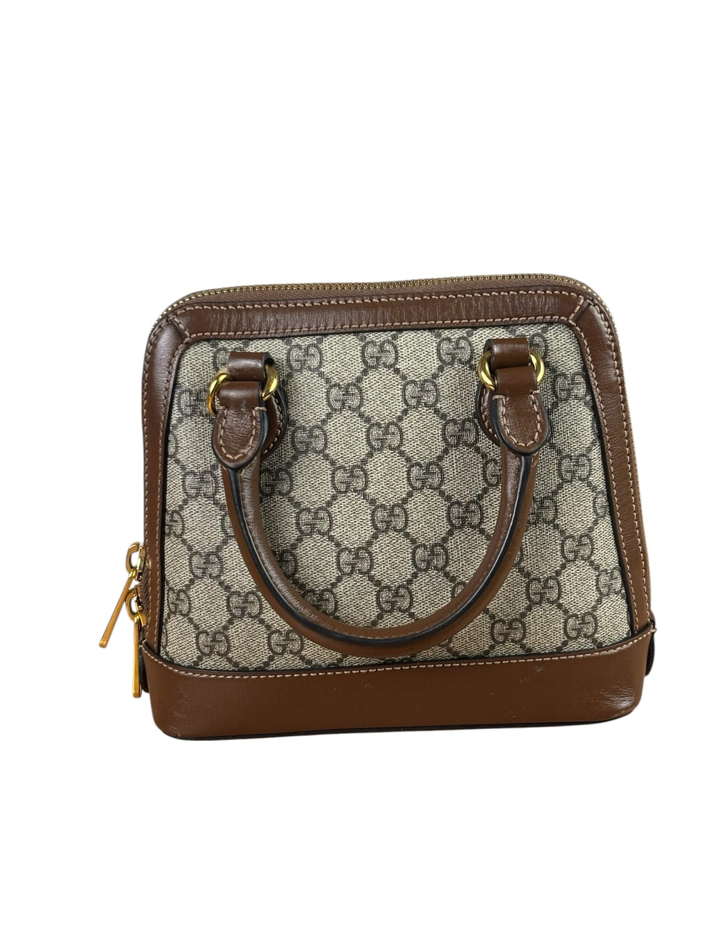 Gucci Brown Leather GG Horsebit Small Top Handle Bag 1955