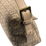 Fendi Rose Beige  Leather Trim Zucca Baguette