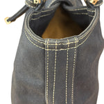 Fendi Vintage Navy Blue Leather Trim Mamma Baguette