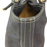 Fendi Vintage Navy Blue Leather Trim Mamma Baguette