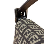 Fendi Black/Beige Leather Trim Zucca Mamma Baguette