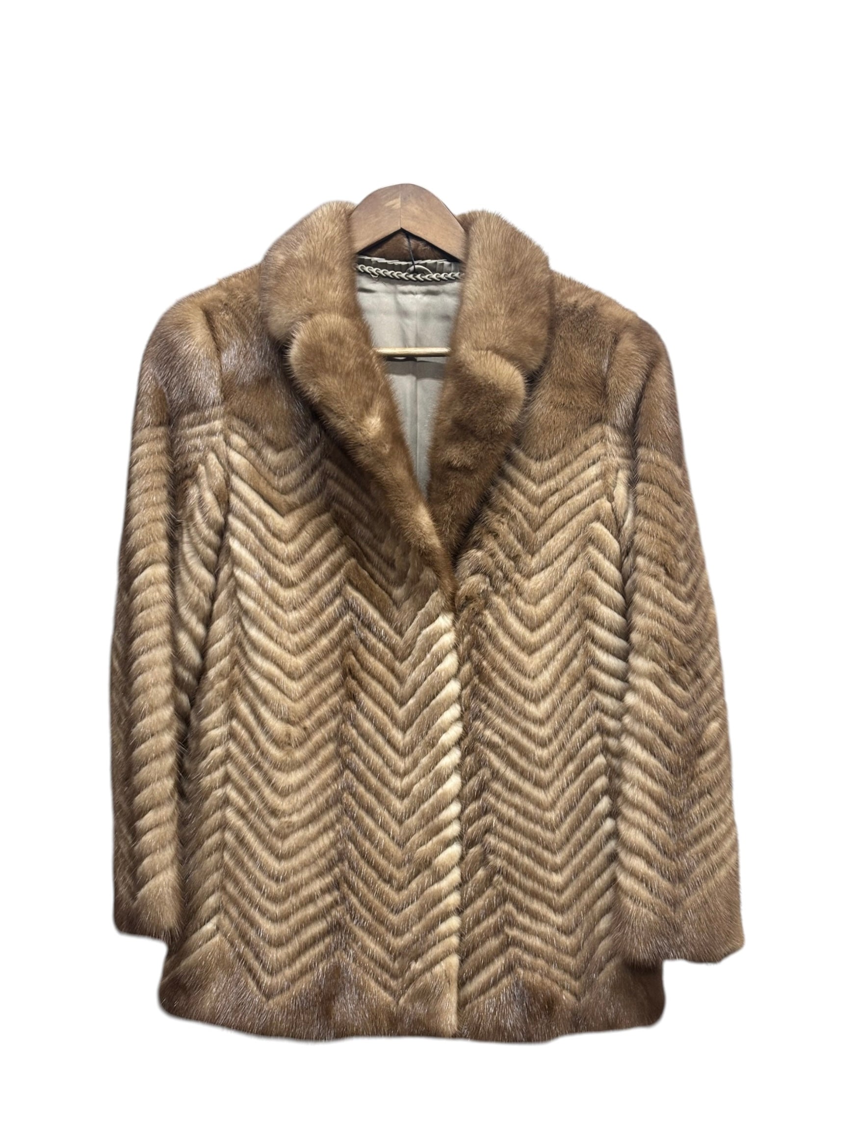 Mituko Vintage Brown Chevron Mink Fur Coat
