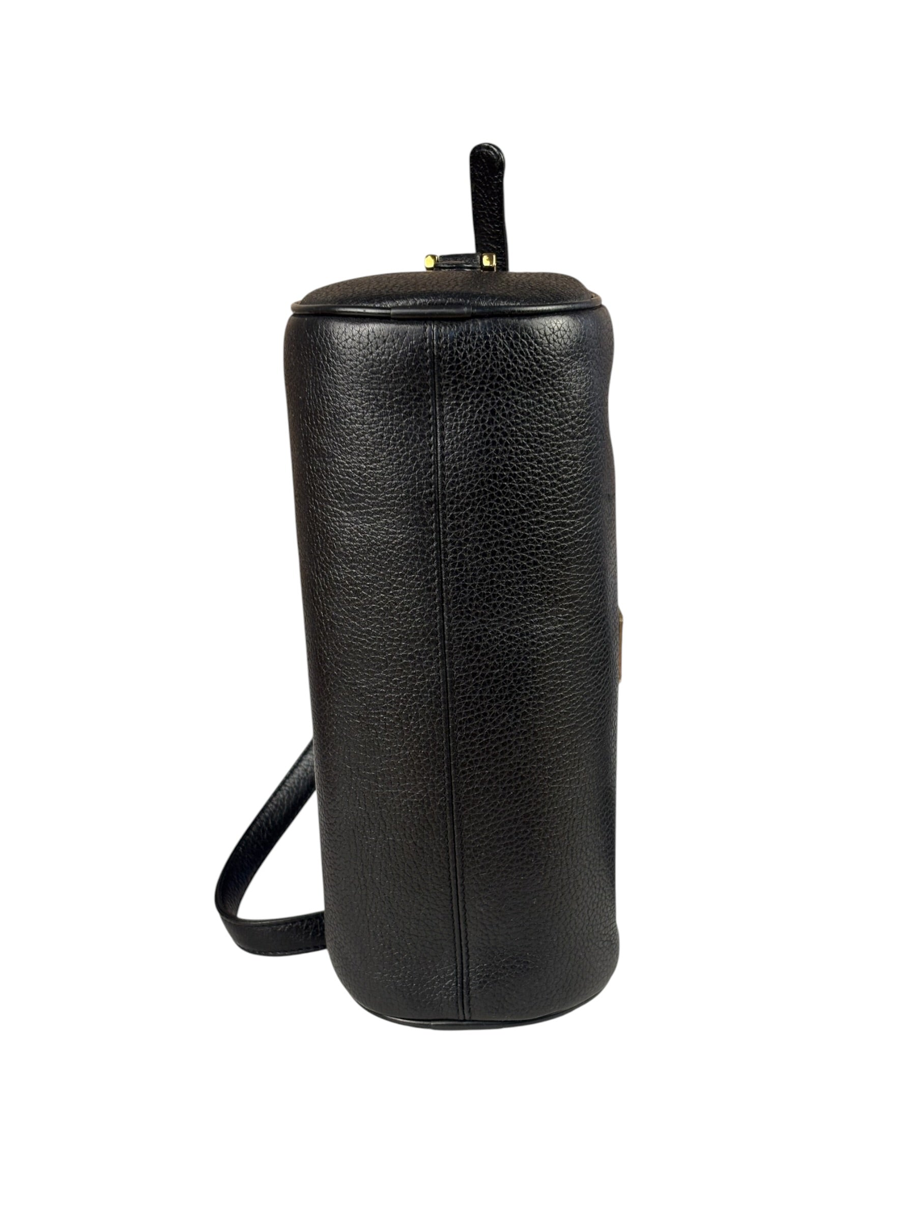 MCM Vintage Black Pebbled Leather Bowler Pochette