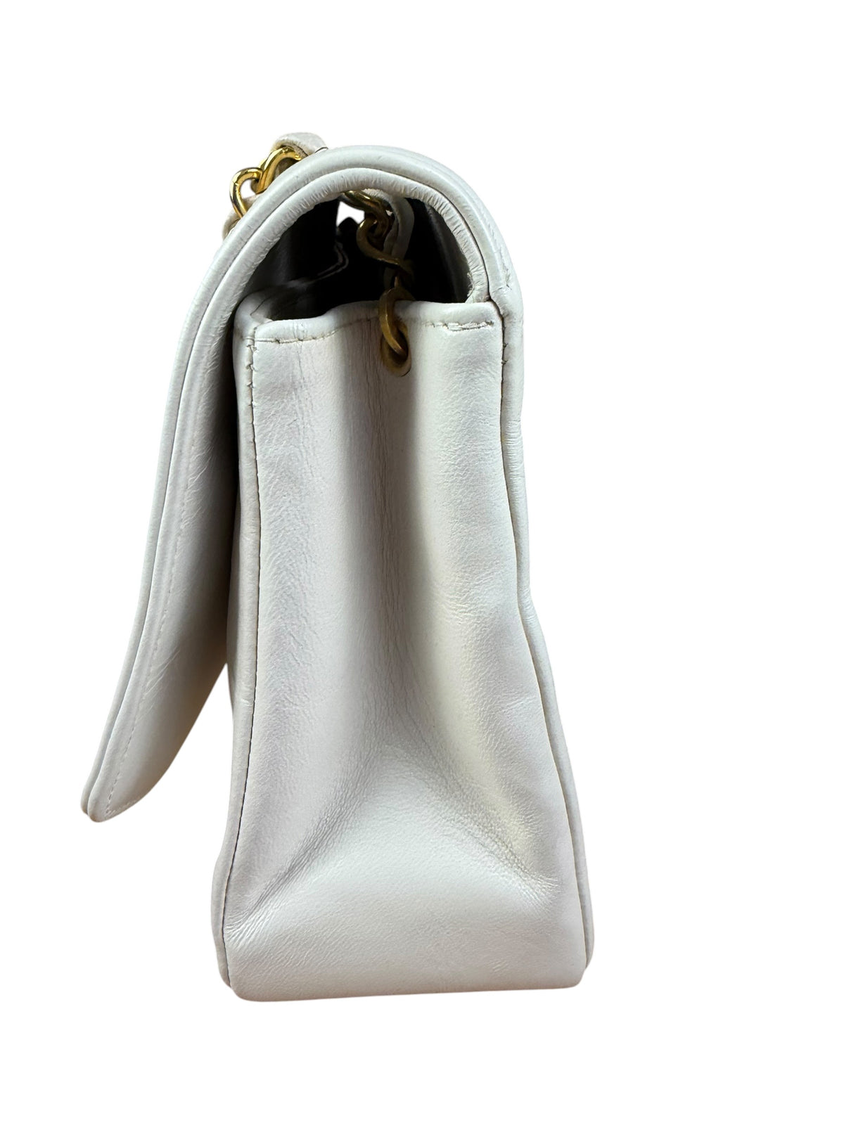 Chanel Vintage White Leather Diana Flap Shoulder Bag 1989