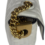 Fendi White Leather FF Flap Baguette