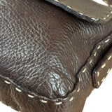 Fendi Selleria Brown Leather Stitched Baguette