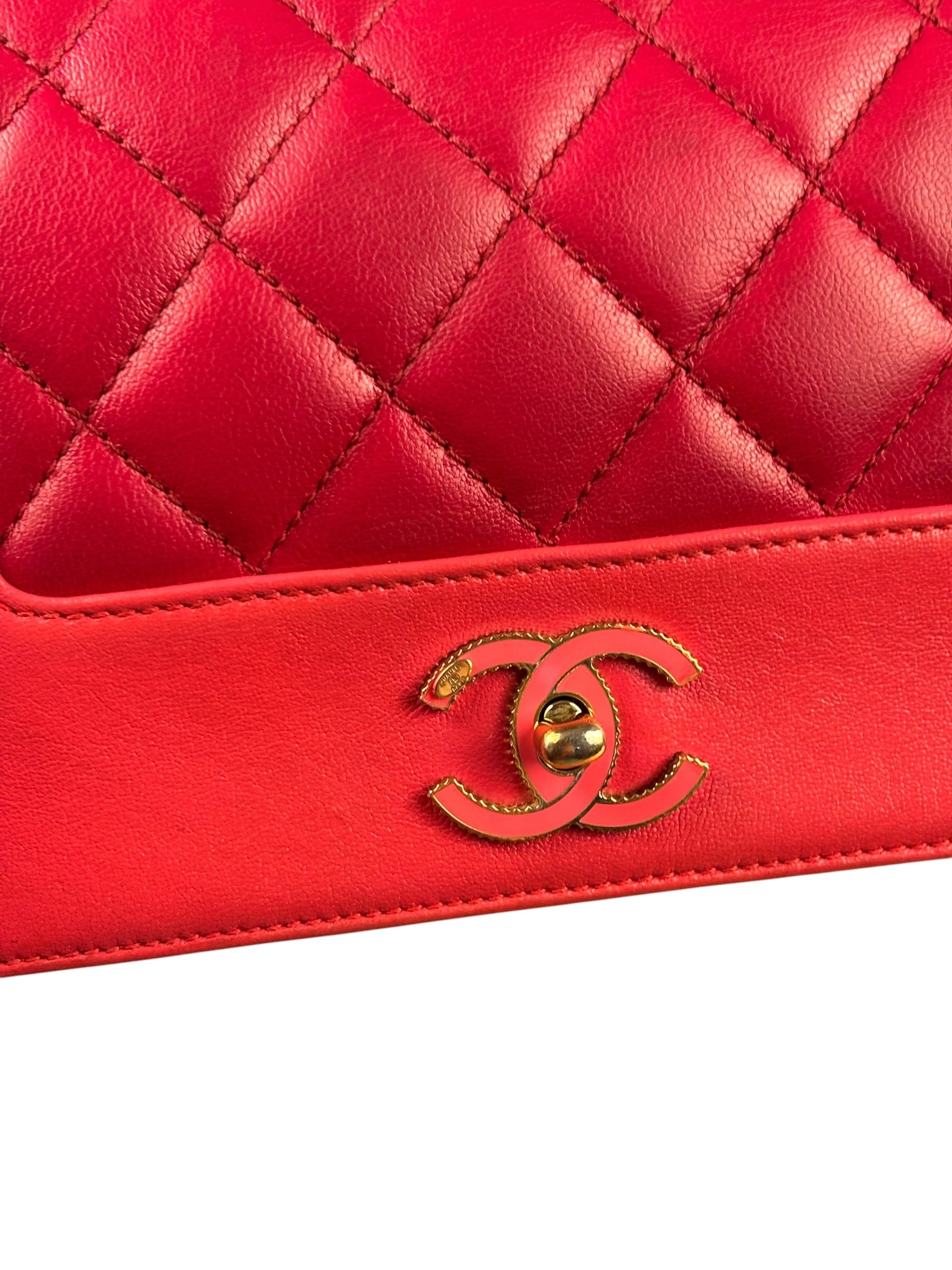 Chanel Pink/Red Quilted Leather Mademoiselle Double Flap Bag 2017