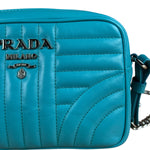 Prada Teal Diagramme Leather Chain Crossbody