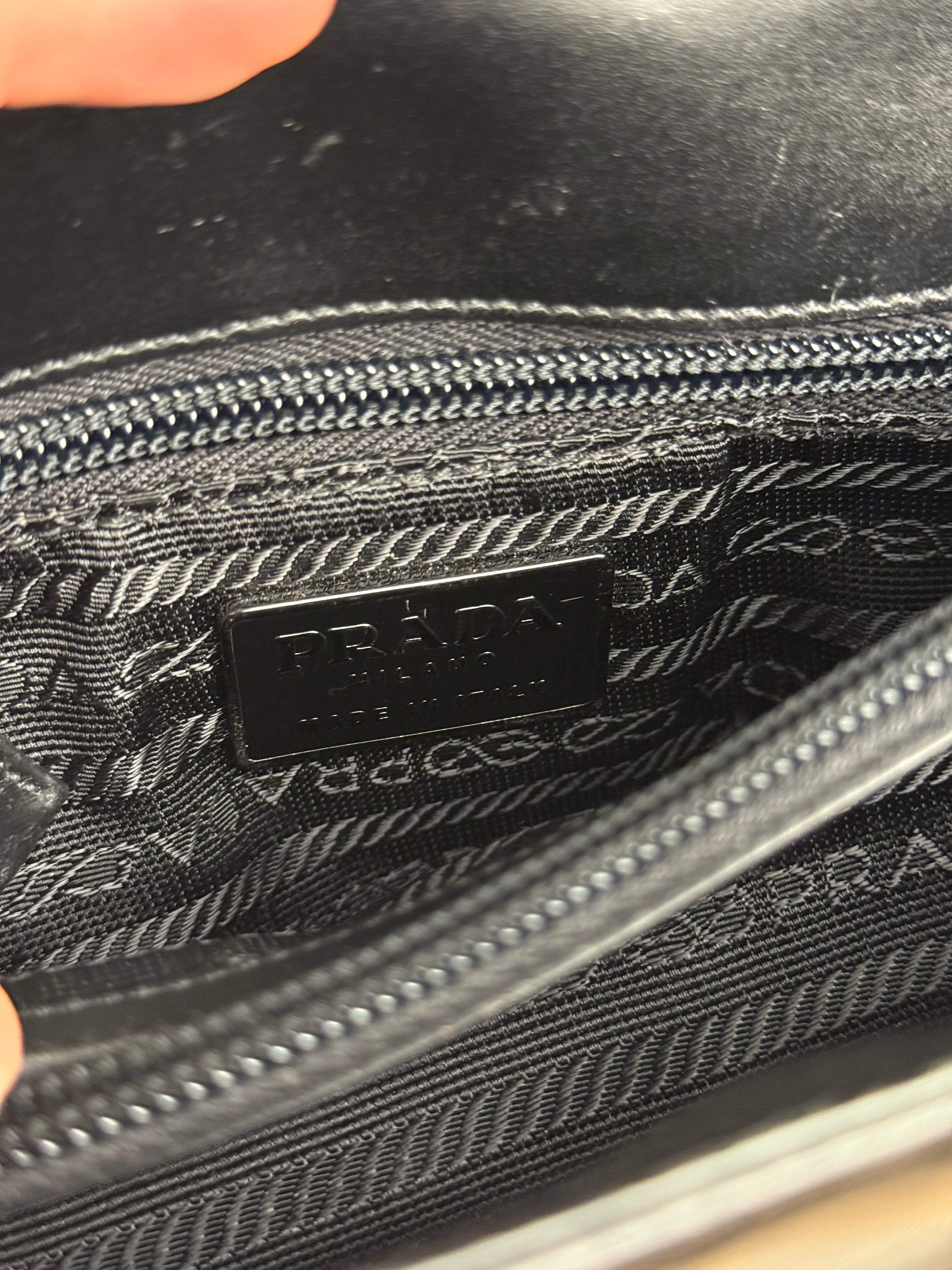 Prada Vintage Black Leather Top Handle Bag