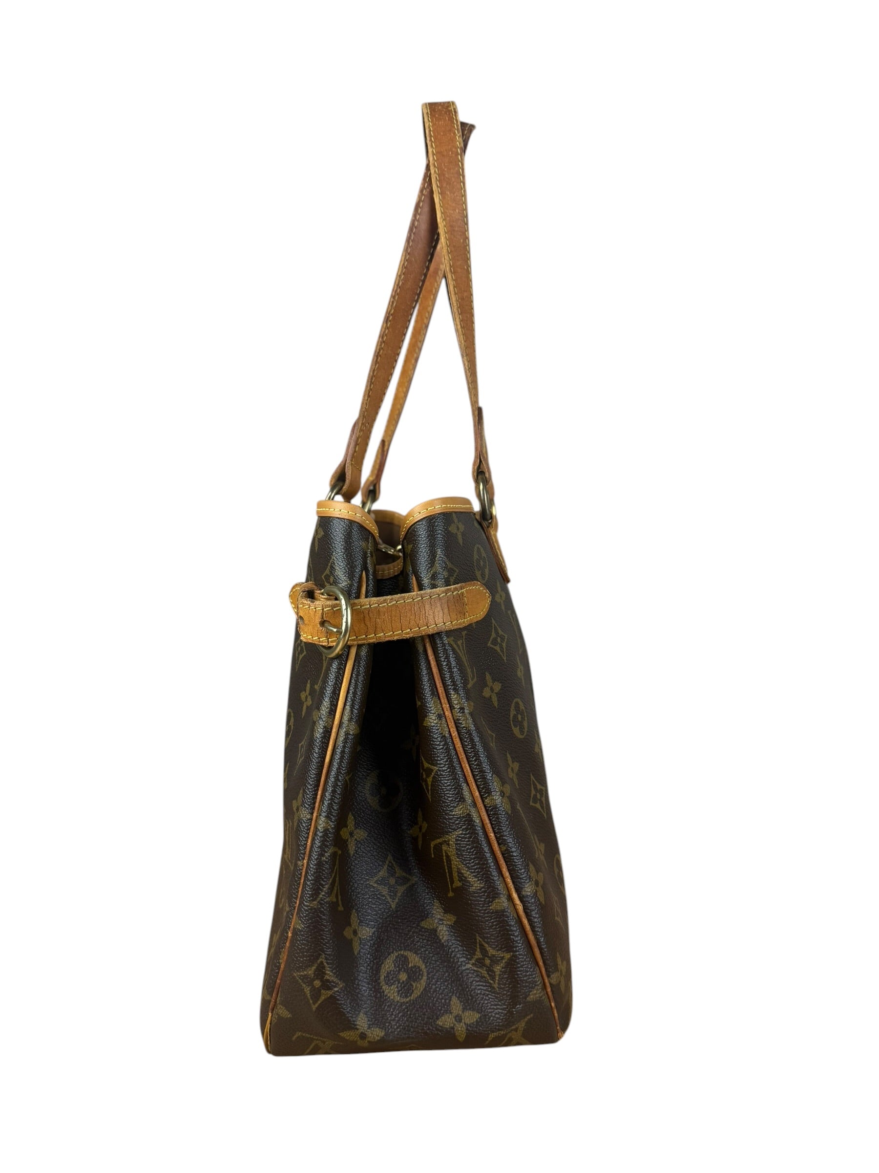 Louis Vuitton Leather Batignolles Horizontal Canvas Monogram Tote Bag