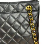 Chanel Black Lambskin Shopper Tote 90s
