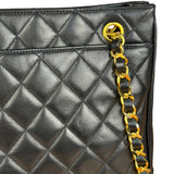 Chanel Black Lambskin Shopper Tote 90s