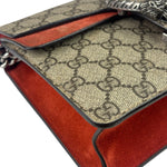 Gucci Beige/Red Leather/Suede Trim GG Supreme Dionysus Small Shoulder Bag