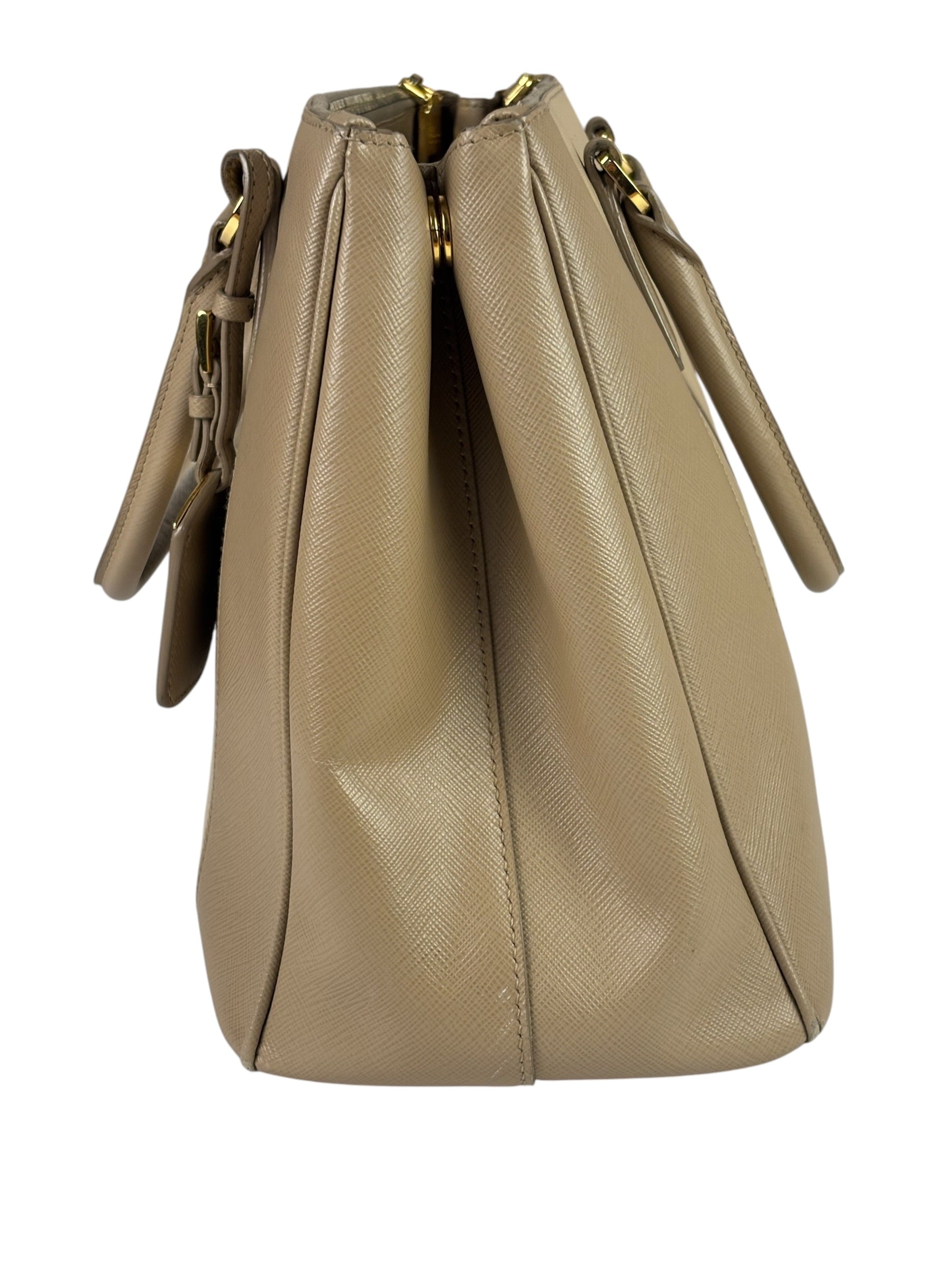 Prada Beige Saffiano Leather Galleria Large Shoulder Bag