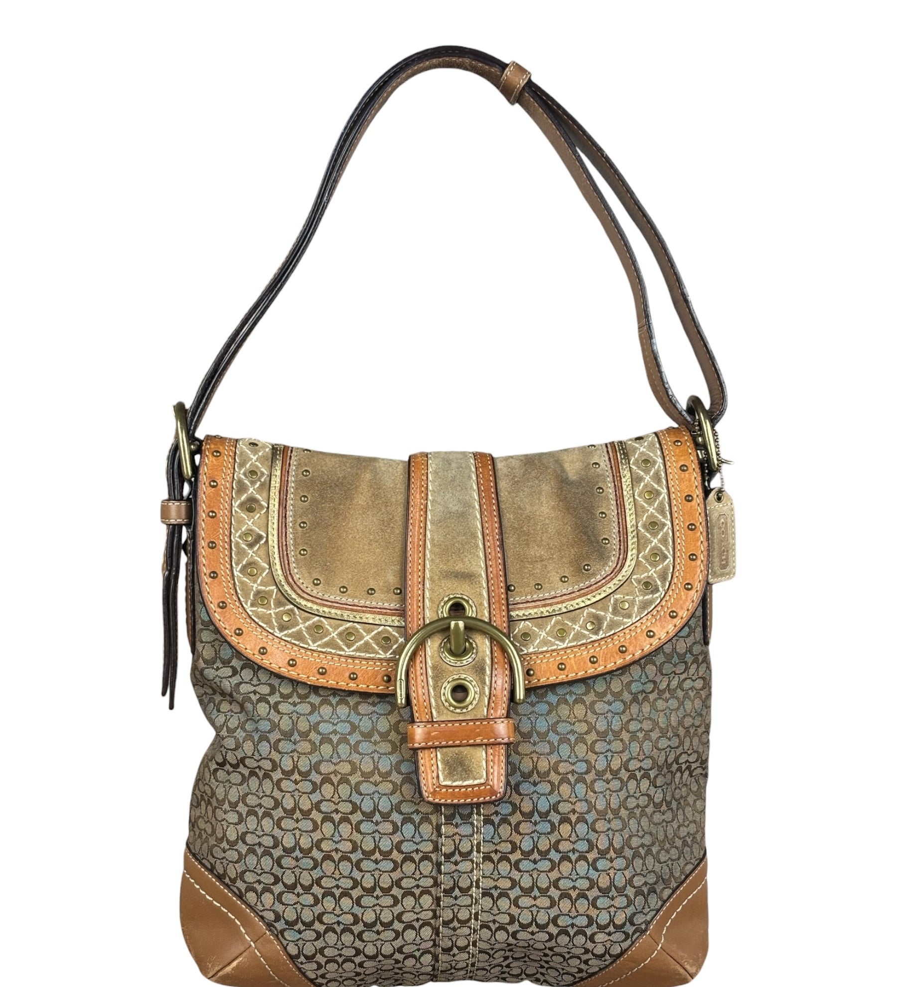 Coach Jacquard Fabric Canvas Monogram Soho Shoulder Bag