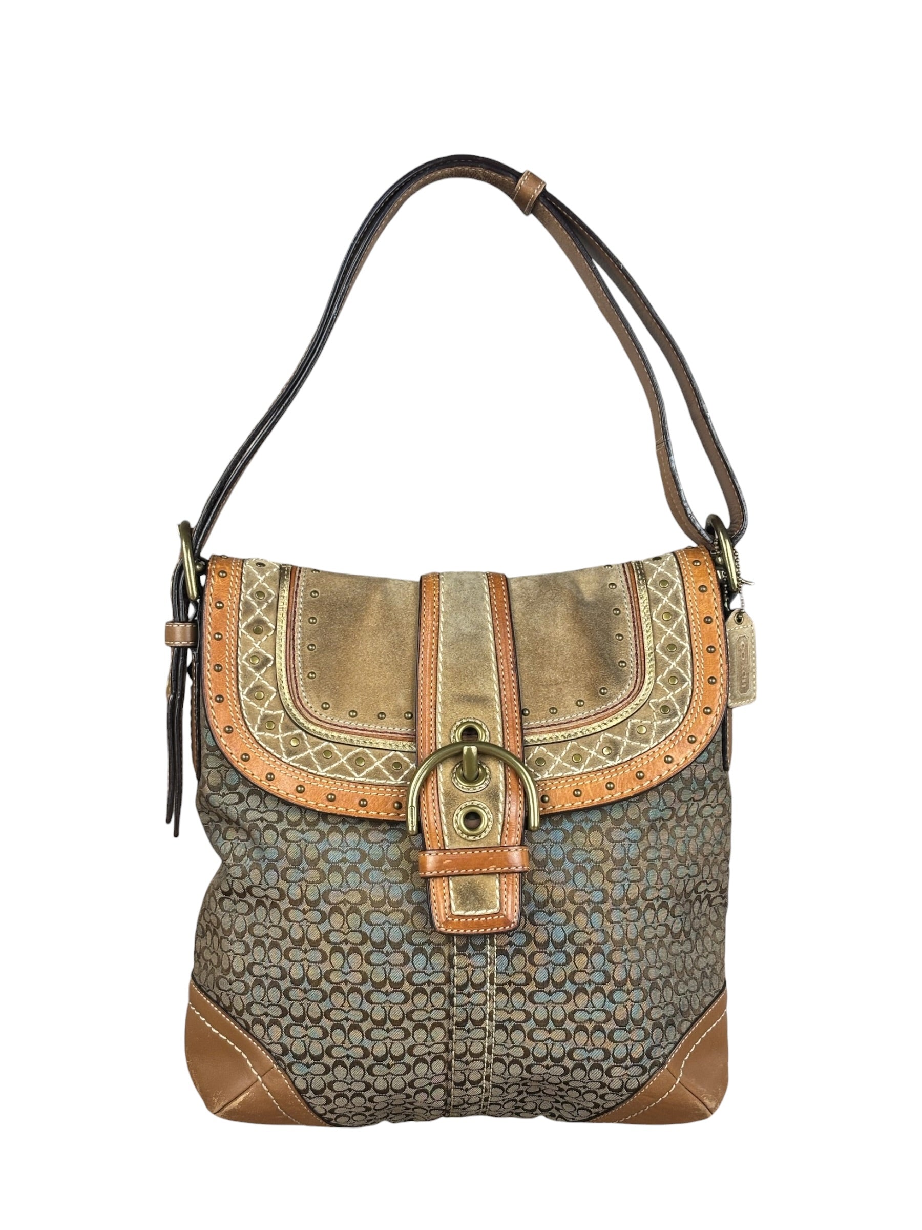 Coach Jacquard Fabric Canvas Monogram Soho Shoulder Bag