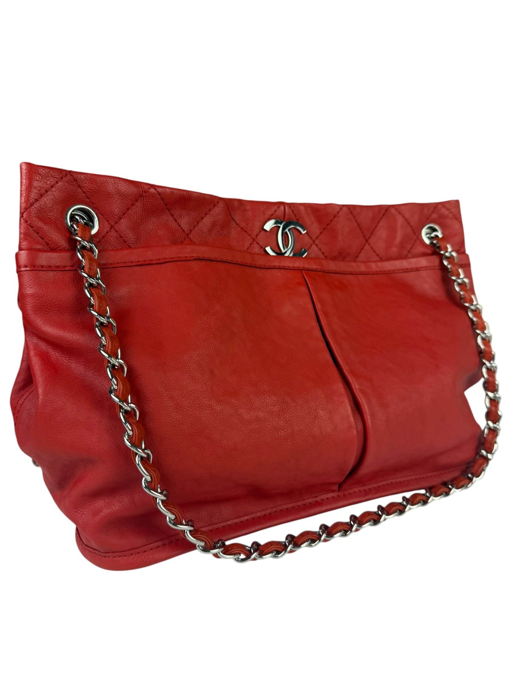 Chanel Red Quilted Leather Natural Beauty Chain Tote 2010