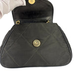 Chanel Black Quilted Satin/Leather Trim Chain Shoulder Bag 1989