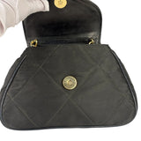Chanel Black Quilted Satin/Leather Trim Chain Shoulder Bag 1989