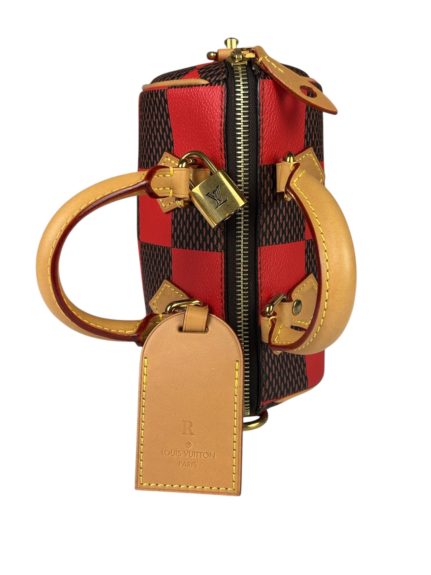 Louis Vuitton Red Pop Damier Nano Speedy Bandouliere Two-Way Bag