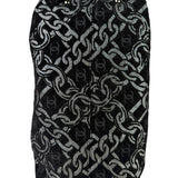 Chanel Black CC Jacquard Chain Silver Metallic Bowler Handbag 2005