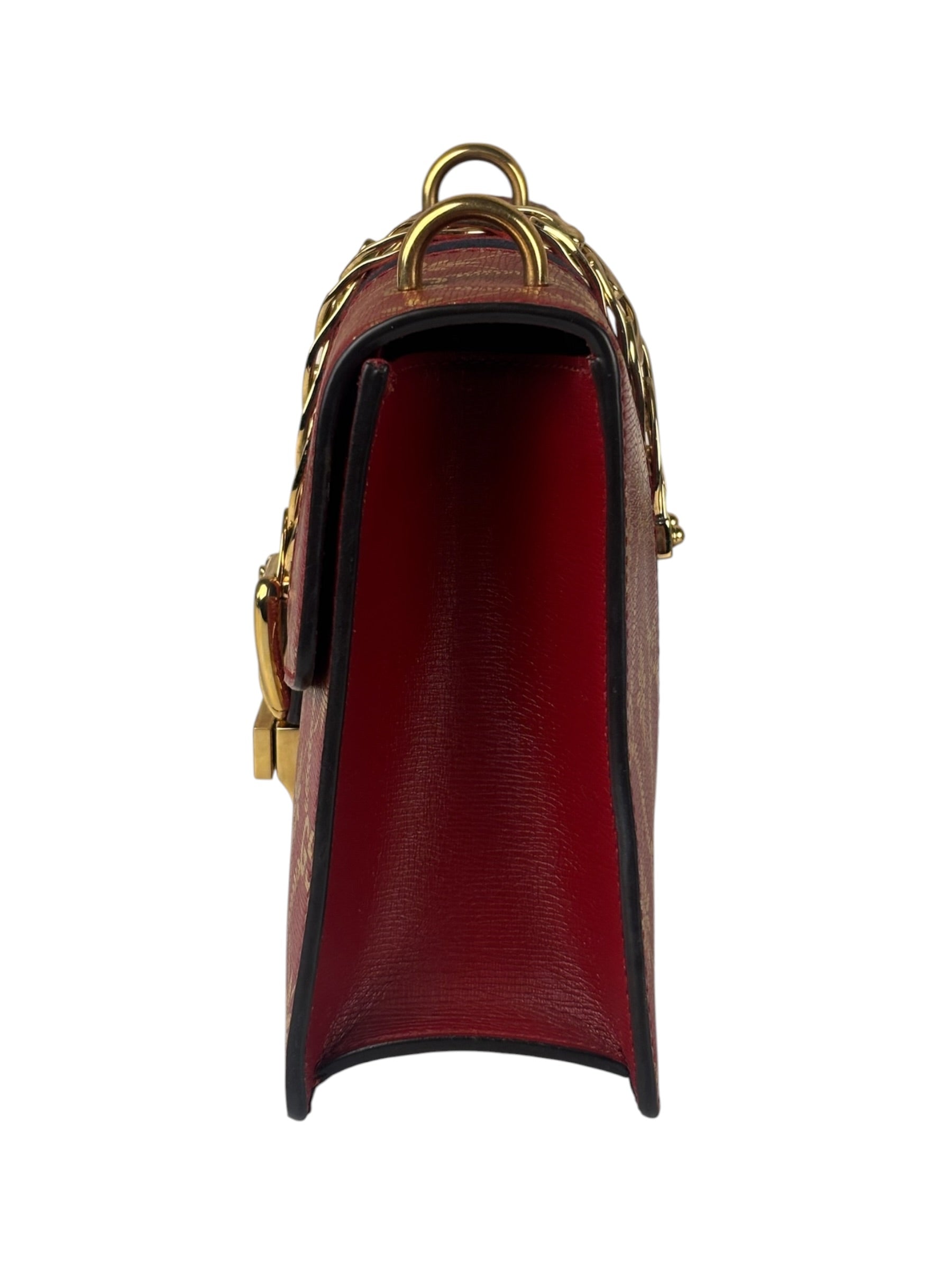 Gucci Red Leather Sylvie Chain Shoulder Bag