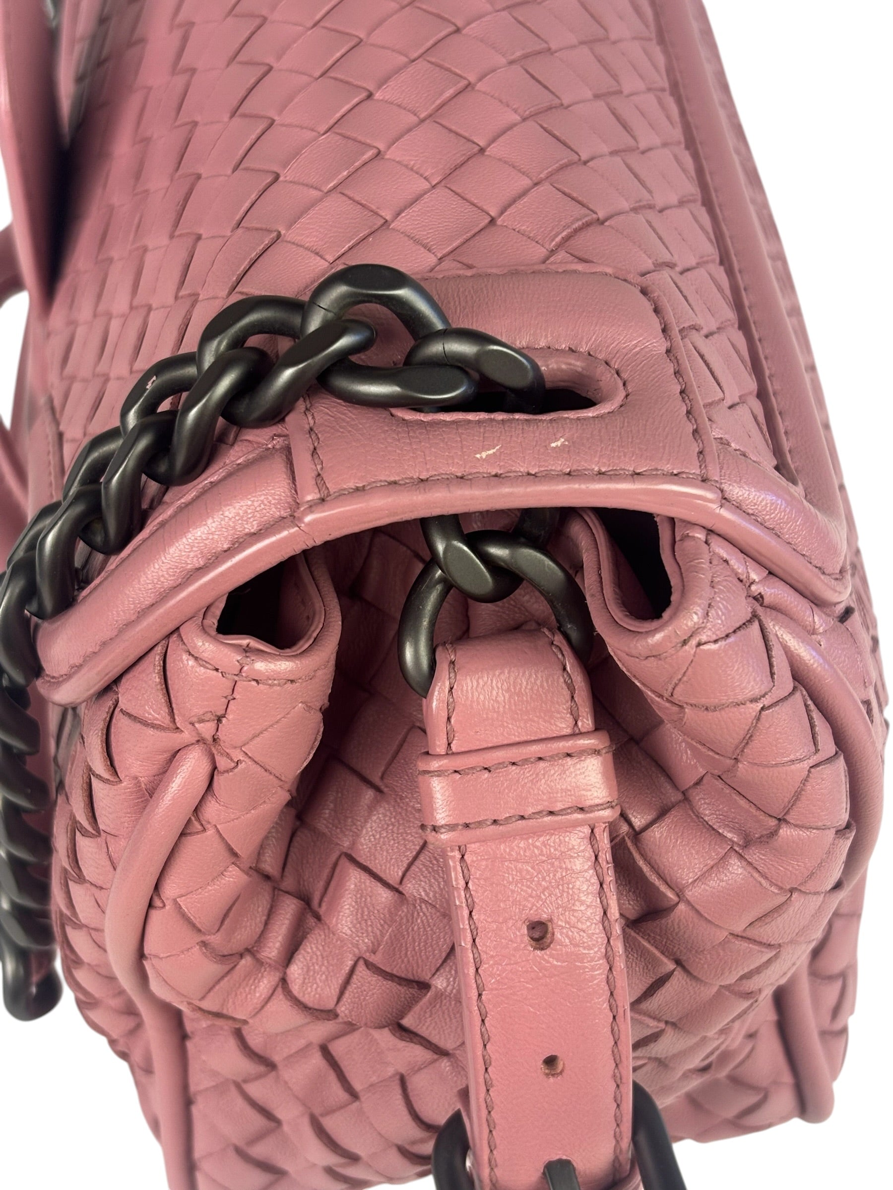Bottega Veneta Purple Leather Rialto Intrecciato Shoulder Bag